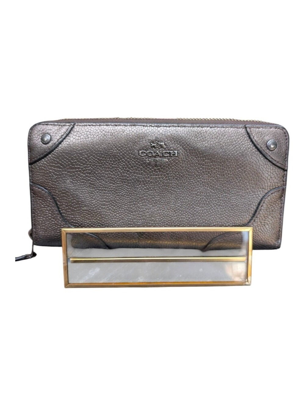 Coach Mickie Accordion Zip Wallet, Metallic Gunmetal - VGUC!